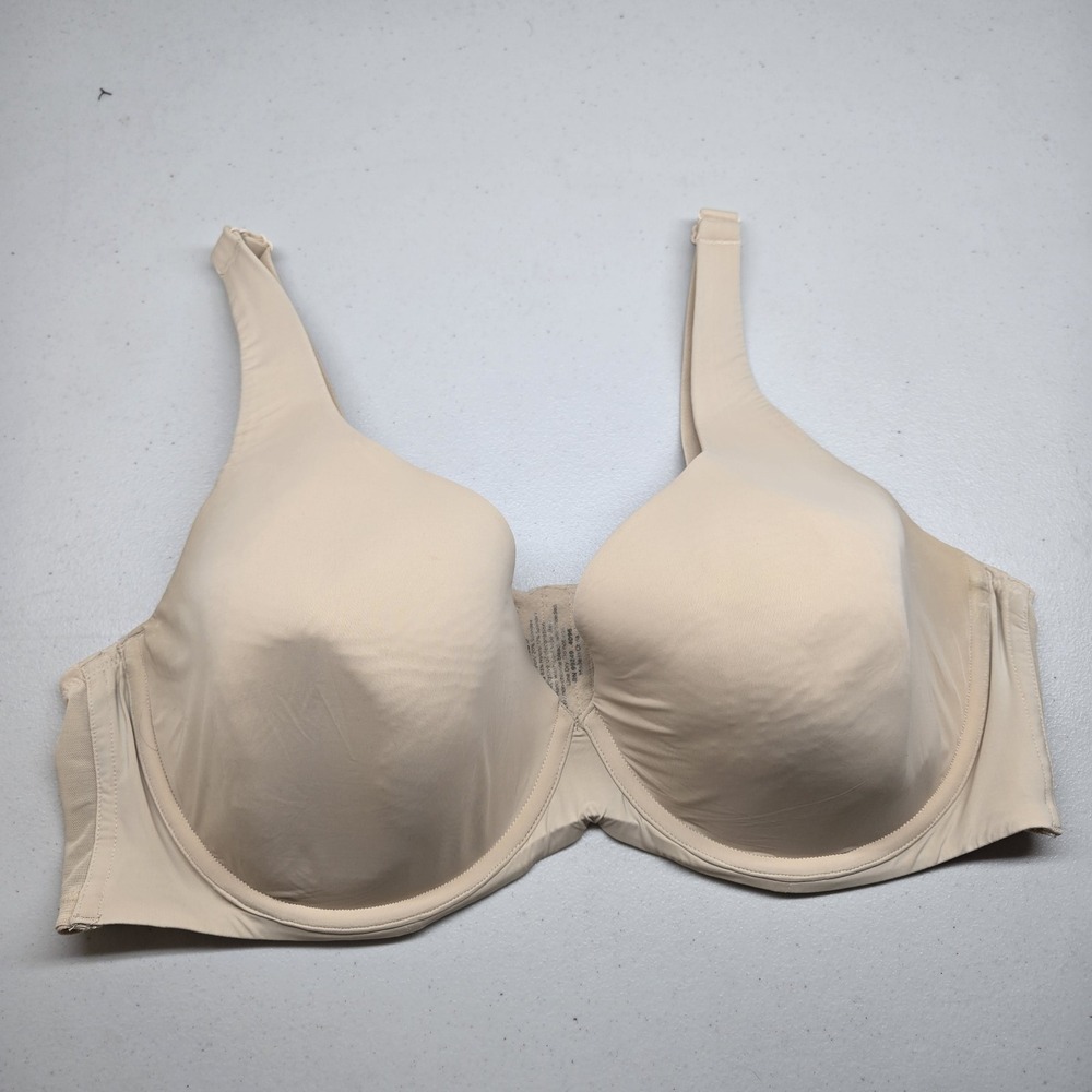Catherines Women Bra 48DD Beige T Shirt Underwired Strap Adjustable